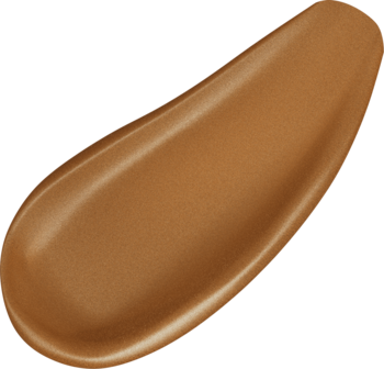 Kremowy bronzer Max Factor Miracle Pure Golden Glow w formie lśniącej, złocisto-brązowej smugi na czarnym tle.