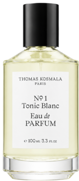 Thomas Kosmala No 1 Tonic Blanc Eau de Parfum, 100ml, w przezroczystej butelce z czarną nakrętką, widok z przodu.