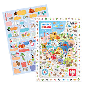Puzzle obserwacyjne Czu Czu Mapa Polski, 100 el. Kolorowa mapa ze zwierzętami, zabytkami i arkusze zadań.