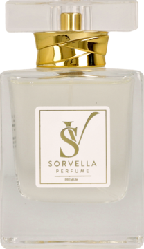 Sorvella Perfume FLR, woda toaletowa o kwiatowym zapachu, przezroczysta butelka, złota nakrętka, widok z przodu.