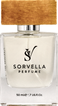 Sorvella S530 męska woda perfumowana w szklanej butelce 50ml z drewnianą nakrętką, widok z przodu.