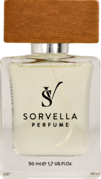 Perfumy Sorvella, drzewno-korzenny zapach dla mężczyzn. Szklana butelka z drewnianą nakrętką, widok z przodu.