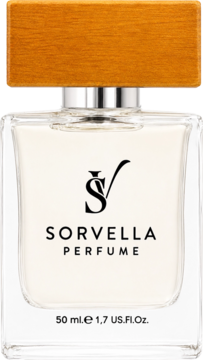 Sorvella Perfume męski, drzewno-korzenny zapach w szklanej butelce z drewnianą zakrętką, widok z przodu.