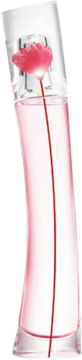 Flower by Kenzo Poppy Bouquet perfumy, smukła, różowa butelka z kwiatem maku w środku, widok z przodu.