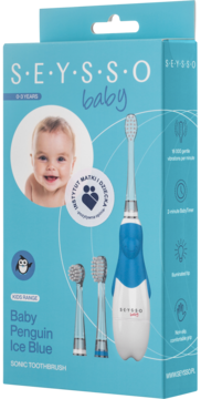SEYSSO Baby ,szczoteczka soniczna dla dzieci, 0-3 lat, Penguin Blue,kompozycja-1