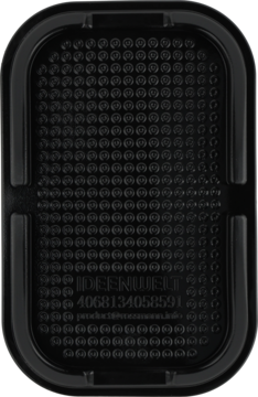 Czarna, prostokątna mata antypoślizgowa z gumy, z okrągłymi wypustkami, widok z góry, logo IDEENWELT.