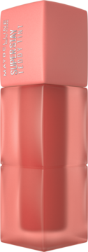Maybelline Super Stay Teddy Tint Current Mood. Pionowy widok różowego tintu do ust z matową, kwadratową nakrętką.