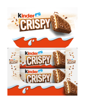 KINDER Crispy ,chrupiący wafelek z nadzieniem kakaowym, orzechowym i mlecznym,promocyjne