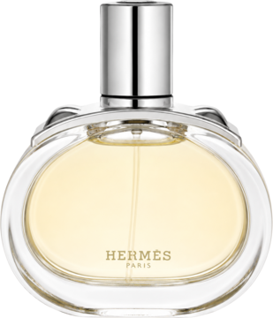 Damska woda perfumowana Barénia Hermes, szyprowa, w owalnej butelce ze srebrną nakrętką, widok z przodu.