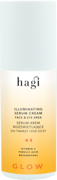 HAGI Glow ,serum-krem do twarzy i pod oczy, rozświetlający, na dzień i na noc,kompozycja-1
