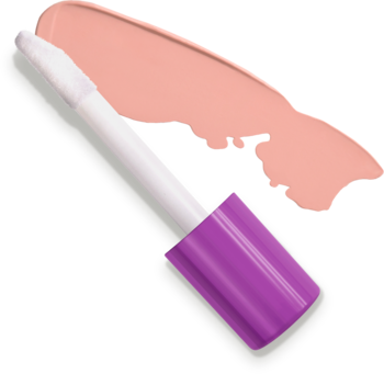 Korektor Lovely Liquid Camouflage Light Biscuit: beżowy swash korektora z dużym aplikatorem o fioletowej rączce.