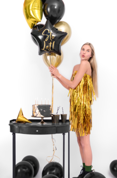 PARTYDECO ,balon foliowy, czarna gwiazda, Sto Lat!, 40 cm,kompozycja-1