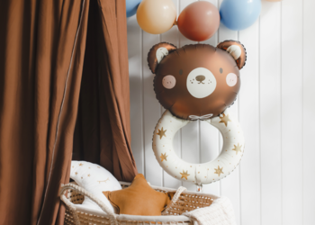 PARTYDECO ,balon foliowy, Grzechotka Miś, 45 x 67 cm,kompozycja-1