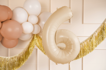 PARTYDECO ,balon foliowy, cyfra 6, beż, 72 cm,kompozycja-1