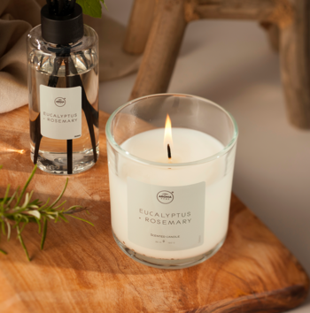 AROMA HOME Simplicity ,świeca zapachowa w szkle, Eucalyptus & Rosemary,kompozycja-1