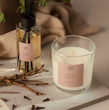 AROMA HOME Simplicity ,świeca zapachowa w szkle, Palo Santo,kompozycja-1