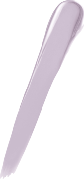 Fioletowy korektor Maybelline Instant Eraser, maznięcie produktu, gładka, błyszcząca smuga na czarnym tle.