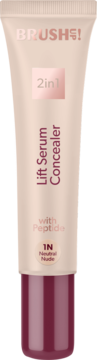 Korektor-serum BRUSH! Lift w beżowej tubce z bordową zakrętką, 1N Neutral Nude, widok z przodu.