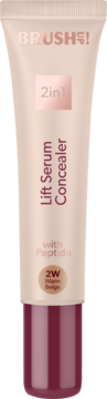 Beżowy korektor-serum Brush UP! Lift 2in1 z peptydem w odcieniu Warm Beige, w tubce z bordową nakrętką, z przodu.