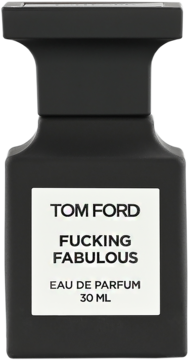 Tom Ford F***ing Fabulous EDP 30ml, matowa czarna butelka z białą etykietą i napisem, widok z przodu.