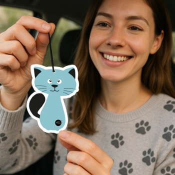 AROMA CAR Meow Hau ,odświeżacz samochodowy, niebieski Kot, Spicy Delight,kompozycja-1