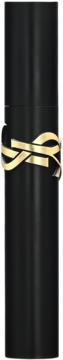 Brązowy tusz do rzęs YSL Lash Clash w czarnej tubce ze złotym logo, widok z przodu.