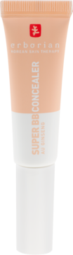 Erborian Super BB Concealer AV Ginseng w brzoskwiniowej tubce z białą nakrętką, widok z przodu, SPF 25.