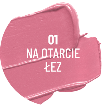 Różowa smuga błyszczącej pomadki Stars x Bryska, odcień 01 Na Otarcie Łez, z widocznym efektem mokrego wykończenia.