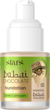 STARS Dubai Chocolate ,podkład do twarzy, kryjąco-wygładzający, nr 02 Neutral Light,kompozycja-1