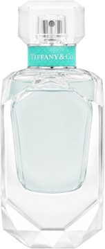 Tiffany & Co. damska woda perfumowana. Krystaliczna butelka z turkusową etykietą, widok z przodu. Irys i cytrusy.