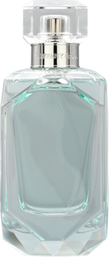 Tiffany & Co. Intense, damska woda perfumowana w fasetowanej butelce z turkusowym płynem. Widok z przodu.