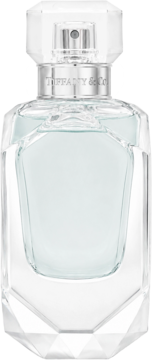 Tiffany & Co. Intense, woda perfumowana w fasetowanej butelce z jasnym płynem i srebrnym logo, widok z przodu.
