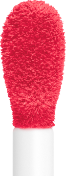 Zbliżenie na puszysty, intensywnie czerwony aplikator NYX Fat Cheeks Juicy Blush, podkreślające miękką teksturę.