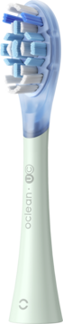 Miętowa końcówka Oclean Ultra Clean do szczoteczki sonicznej z włóknami DuPont i FlexFit, widok z przodu.