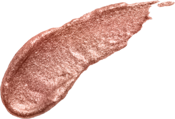 Affect Eyeconic Mousse cień E-0005 Allure, błyszczący mus w odcieniach miedzi, brzoskwini i złota, nałożony swatch.