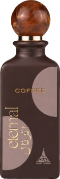Unisex perfumy Paris Corner Eternal Coffee w matowej brązowej butelce ze złotymi napisami i marmurową zakrętką.