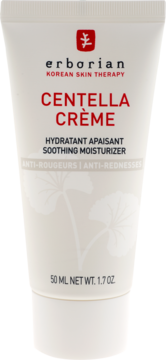 Biała tubka Erborian Centella Crème, nawilżającego kremu przeciw zaczerwienieniom, widok z przodu.