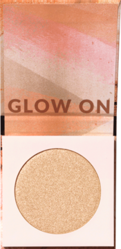 Avon Puder rozświetlający Ultra, odcień Glistening Gold. Jasnozłoty, perłowy rozświetlacz w otwartym kompakcie.