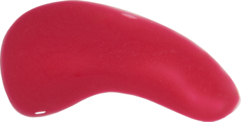 Błyszczący olejek do ust Tuli Labs Pinky Mood, intensywnie różowa smuga na jasnym tle, zbliżenie.