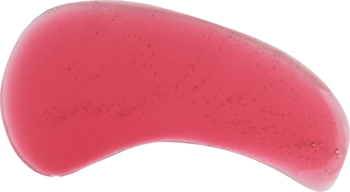 Błyszczący olejek do ust Tuli Labs Strawberry Kiss, truskawkowy, w formie żelowej, czerwono-różowej kropli.