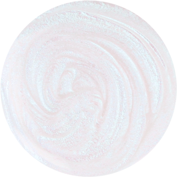 Zbliżenie na okrągłą próbkę lakieru High Gloss Chrome Moon, jasny, perłowy swirl z lustrzanym połyskiem.