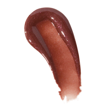 Błyszczyk do ust Revolution Pout Bomb Shimmer Gloss Chocolate Sparkle, lśniący brązowy swatch.