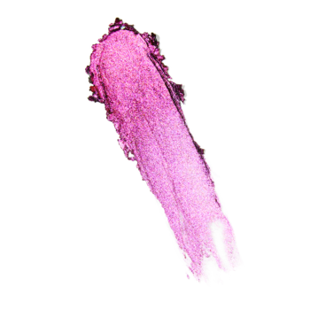 Zbliżenie na intensywną, metaliczną smugę fuksjowej kredki Revolution Duo Chrome Liner, odcień Twisted Galaxy.