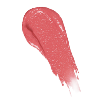 Swatch pomadki Revolution Metallic Muse Baby Pink, metaliczny, błyszczący odcień z brokatem, na białym tle.