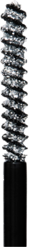Zbliżenie aplikatora brokatowego tuszu Revolution Metallic Muse Silver Glitter, z błyszczącymi srebrnymi drobinkami.