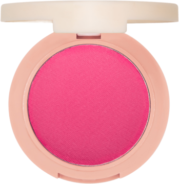 Jaskrawo-różowy róż J. Cat Beauty Piece of Cake w otwartym, kremowym kompakcie, widok z góry.