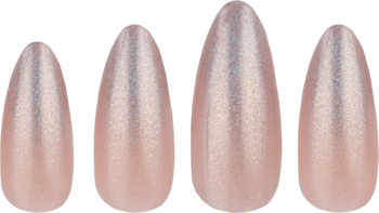 KillyS Ombre Glitter sztuczne paznokcie migdałowe, różowe ombre z perłowym blaskiem, widok z przodu.