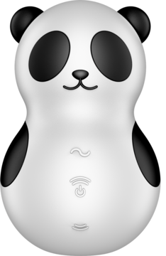 Biały masażer Satisfyer Pocket Panda o ergonomicznym kształcie pandy, z czarnymi uszami i stymulacją Air-Pulse.