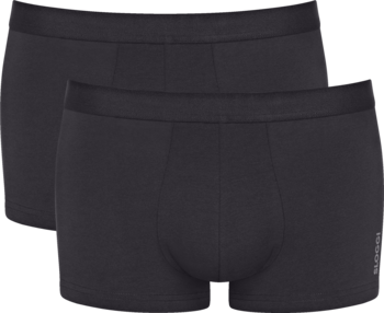 Dwie pary czarnych bokserek męskich Sloggi Core Comfort 2-pak, bawełniane, widok z przodu, nałożone.