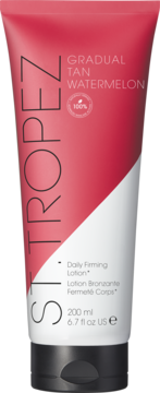 St.Tropez Gradual Tan Watermelon, balsam ujędrniający w różowo-białej tubce, widok z przodu.